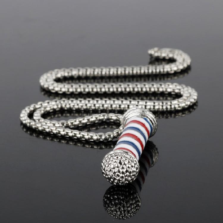 Элегантное ожерелье-подвеска в виде парикмахерского столба, модный аксессуар для стильных мужчин и женщин, любящих элементы парикмахерской культуры