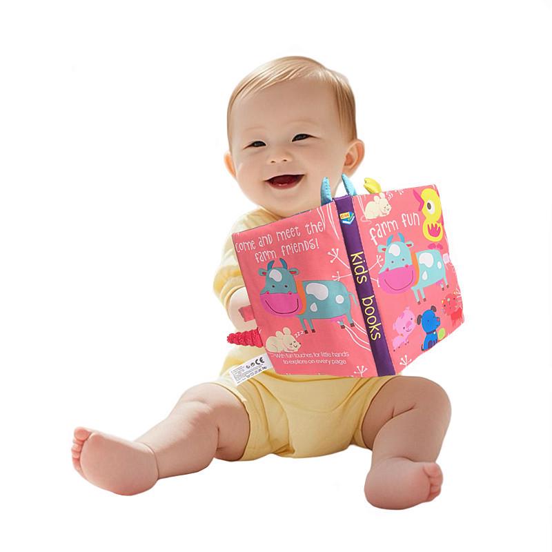 3D Книжка из ткани с хвостами животных: Детская развивающая игрушка, устойчивая к разрывам