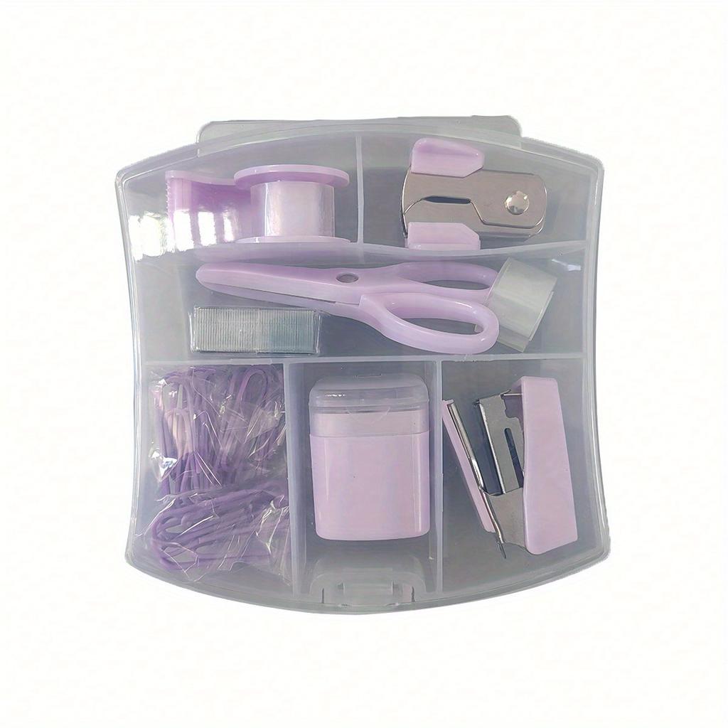 Portable Mini Office Stationery Set With Hole Punch, Staple Lifter