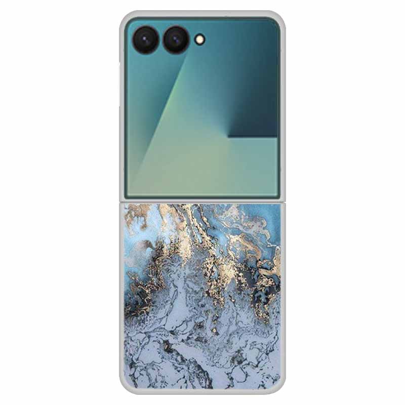 Чехол для SAMSUNG Z Flip 7 Чехлы Мраморный Прозрачный Жесткий ПК Задняя крышка телефона для Galaxy Z Flip7 5G Задняя крышка ZFlip7 Прозрачный корпус