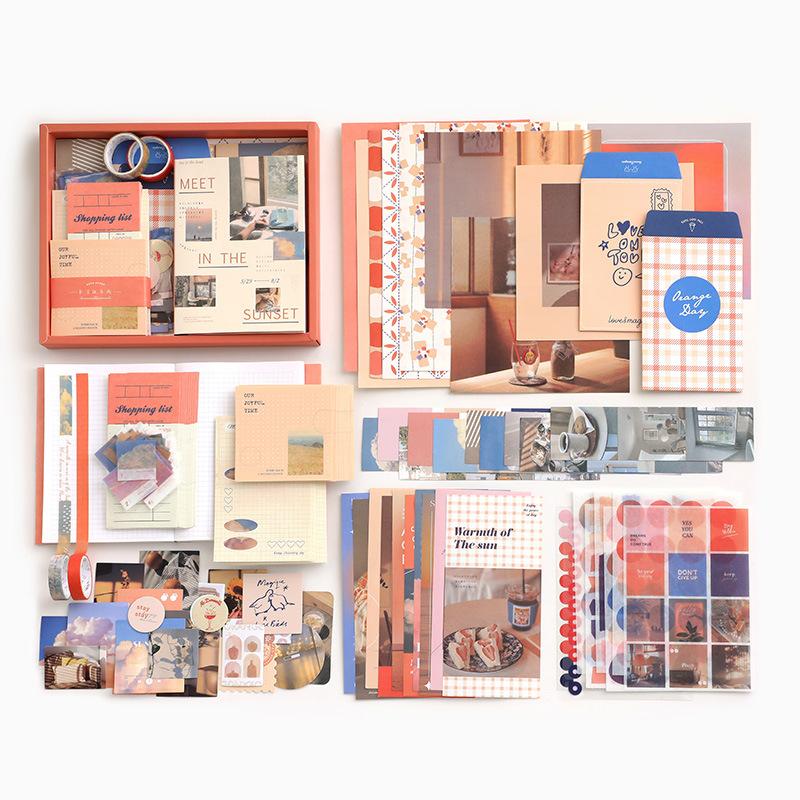 Hot-selling Vintage Aesthetic Scrapbook Supplies Kit Junk Journal Supplies with Scrapbooking Paper A6 Grid Notebook