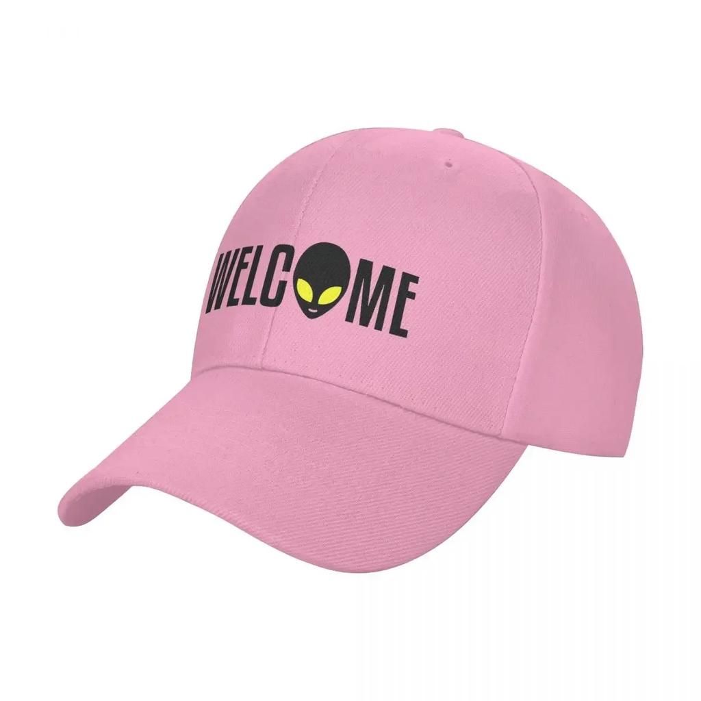 Unisex Women Welcome Aliens Hats Casual Baseball Caps Snapback Caps Alien Space Dad Hat Sun Hat Adjustable Dad Hat Summer