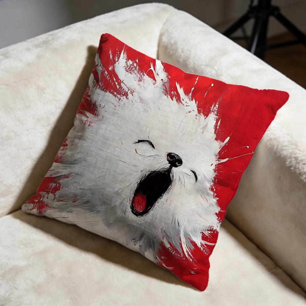 Oil Painting West Highland Terrier Cushion Cover Soft Decorative Pillow Case Suitable for Bedroom Sofa Car Travel Use