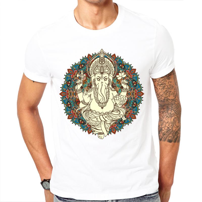 Fashion short sleeve design Lord God Ganesha printed men tshirt cool funny mens tee shirts tops men Tshirt casual men t shirt
