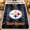 Flannel BlanketPittsburgh Steelers Custom Name Text Personalized Soft Warm Throw Blanket Home Decor Gift