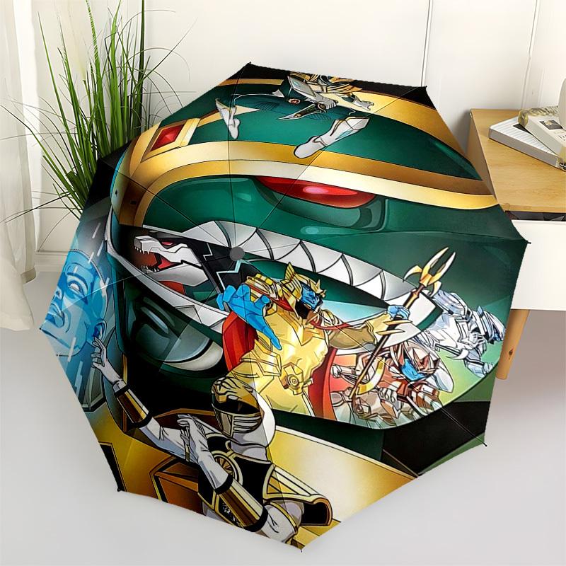 1pc Power Rangers Green Ranger Helmet Automatic Opening Folding Umbrella, 8 Bone Iron Frame Outdoor Umbrella, Perfect Gift for Fans, Travelers, Everyd