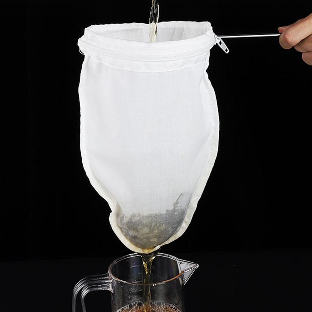 Fine Mesh Tea Filter Cloth Zipper Closure Cotton Filter Sock For Restaurant Use