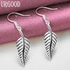 925 Sterling Silver Fashion Leaf Pendant Earrings Wedding Jewelry