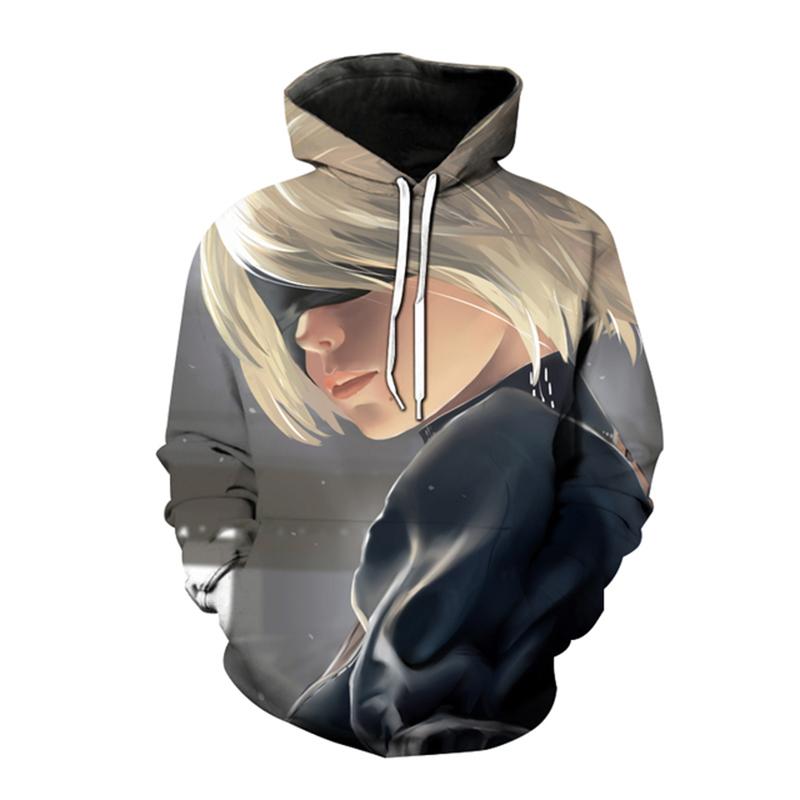 Толстовки с капюшоном Nier Automata, толстовка с 3D принтом аниме-игры для мужчин и женщин, модная толстовка большого размера, пуловер в стиле Харадзюку, пальто