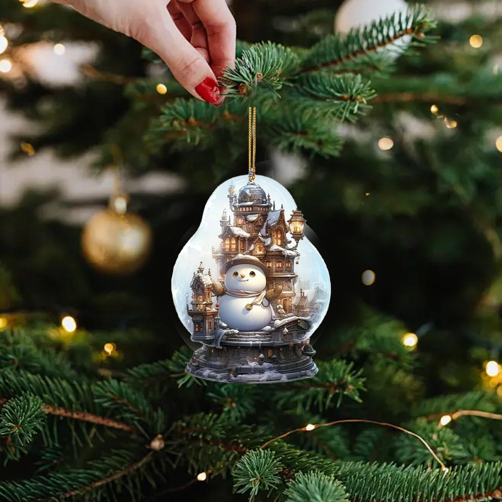 Мультяшный снеговик акриловое украшение на елку подвеска для сада легкая и праздничная вечеринка A0D0