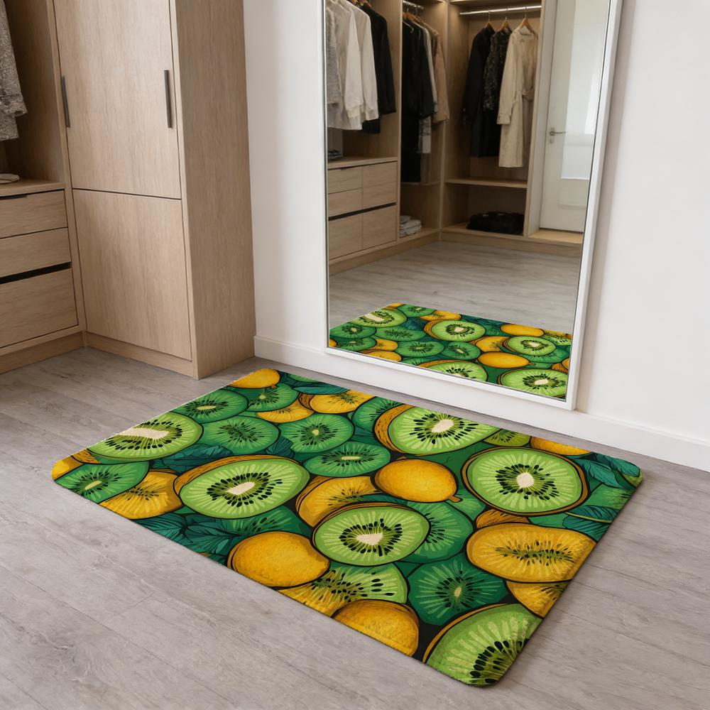 Summer Cartoon Fruit Colorful Floor Mat Washable Absorbent Flannel Door Mat Non-Slip Indoor Floor Carpet