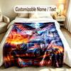 Truck Theme Custom Blanket Personalized Name & Text Customized Soft Warm Throw Blanket Home Decor