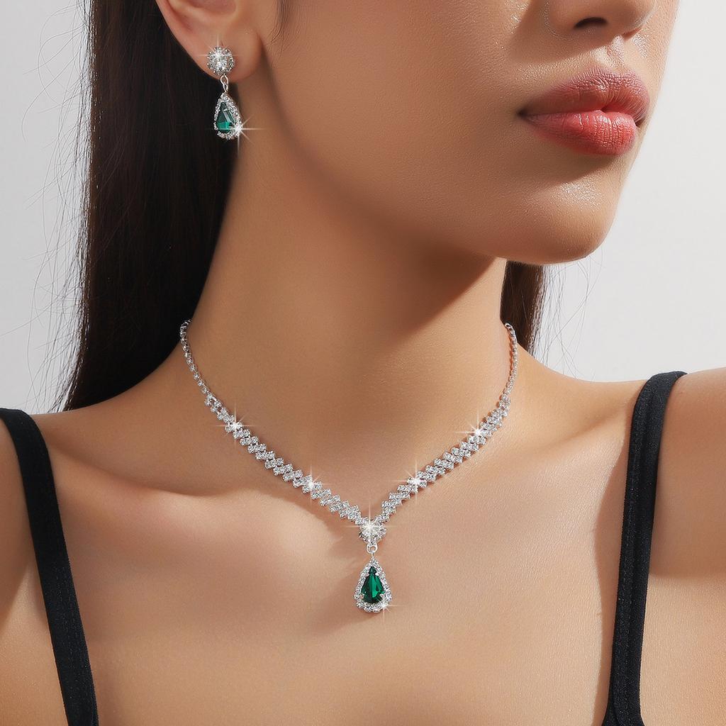 3 предмета модных женских ожерелий и сережек в форме капель воды для свадебного сезона, банкетов и вечеринок - 2910