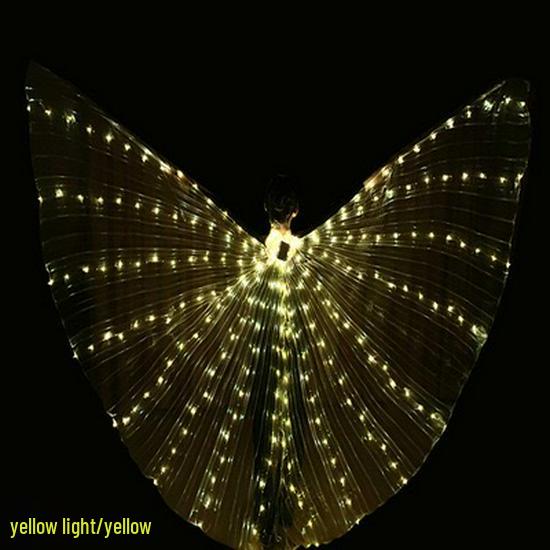Multicolor LED Light-Up Gold Wings for Adult Belly Dance & Stage Performance