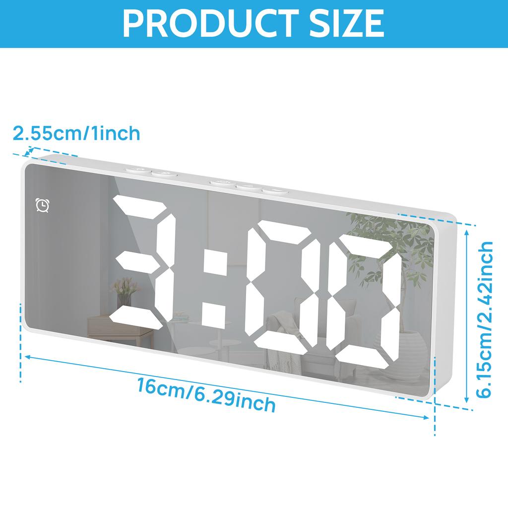 LED Digital Alarm Clock Table Clock Three-Level Adjustment Electronic Desktop Clock for Bedroom Display 12/24H LED Clock