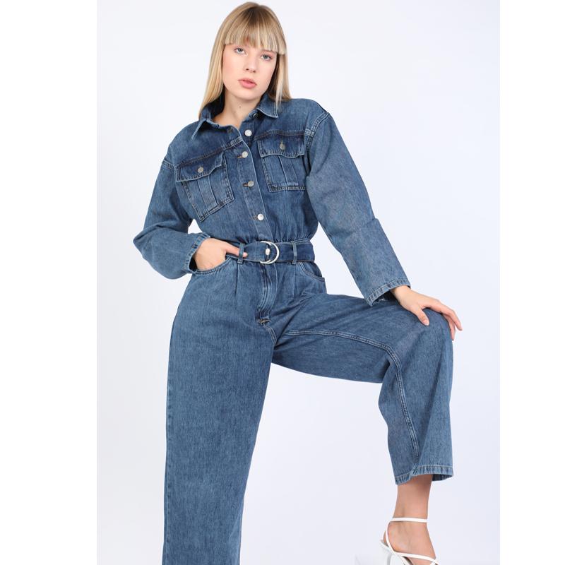 Women's Oversize Jean Jumpsuit Dark Blue