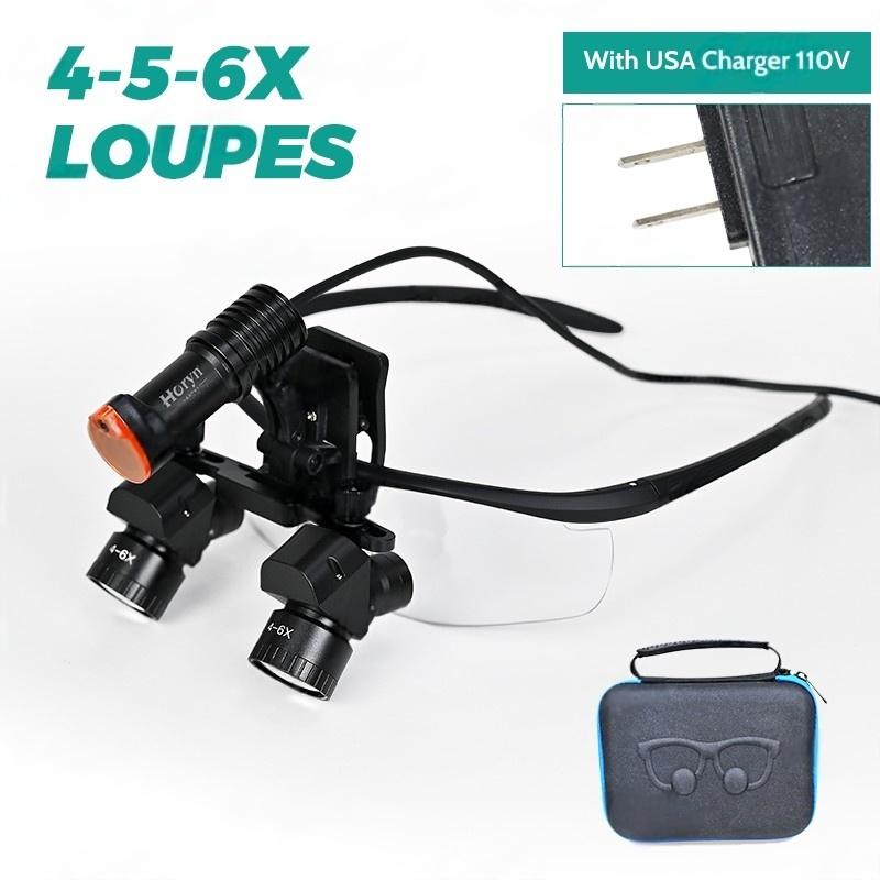 Стоматологические лупы 4X-6X, бинокулярная медицинская лупа с налобным фонарем 5 Вт, зрачок 300-600 мм, регулируемая хирургическая линза, стоматологическое оборудование