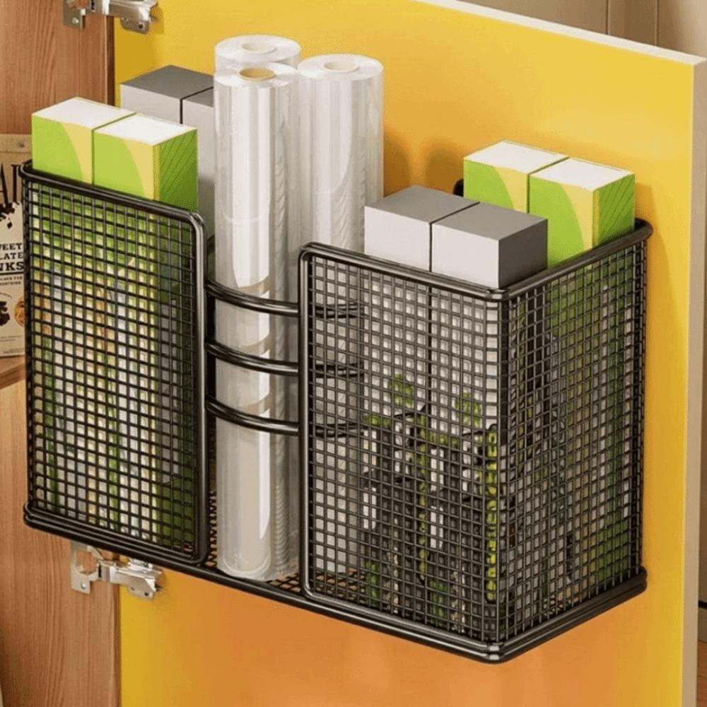 No-Drill Hair Dryer Storage Rack Wall Mounted Plastic Wrap Holder Kitchen