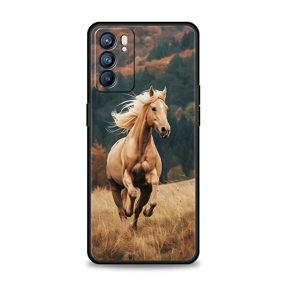Красивый чехол для телефона с изображением коричневых лошадей для Oppo Reno13 Reno12 Reno11 F Reno10 Pro A54 5G Find X5 A53 A52 A9 A17 4G A79 A80 A98