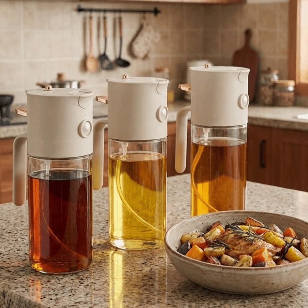 Glass Dual-Purpose Oil Bottle Automatic Oil Mister Practical 2-in-1 Oil Sprayer BBQ