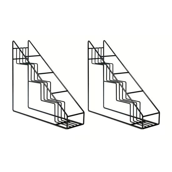 Tiered Wine Rack Trapezoidal Step Design Metal Storage Shelf 4-Bottle Holder Kitchen Organizer Coffee Syrup Container Rack