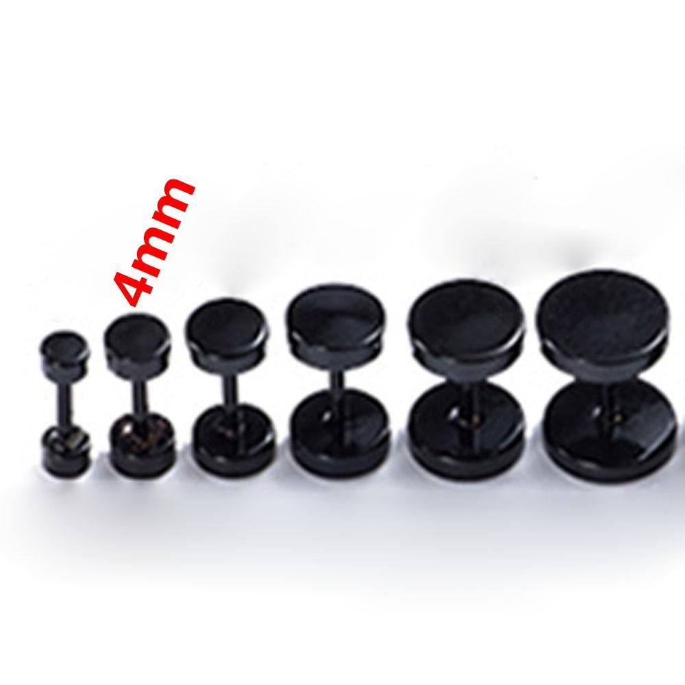 1Pair Unisex Jewelry Stainless Steel Cheater Plugs Earrings Dumbbells Pattern Ear Stud