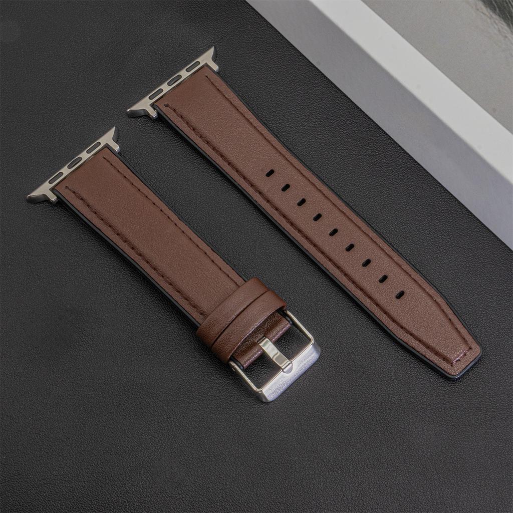 Кожаный ремешок для Apple Watch Band Ultra 2 49мм 46мм 44мм 45мм 42мм 41мм 40мм Браслет для Iwatch Серии 10 9 8 7 6 5 4 Correas