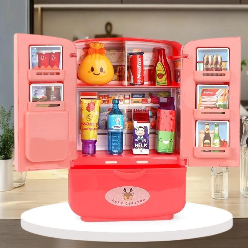 1 Набор Имитация Холодильника Кухонная Мебель Игрушка для Ролевых Игр Образовательная Мини Двухдверный Холодильник Домашние Аксессуары Подарок