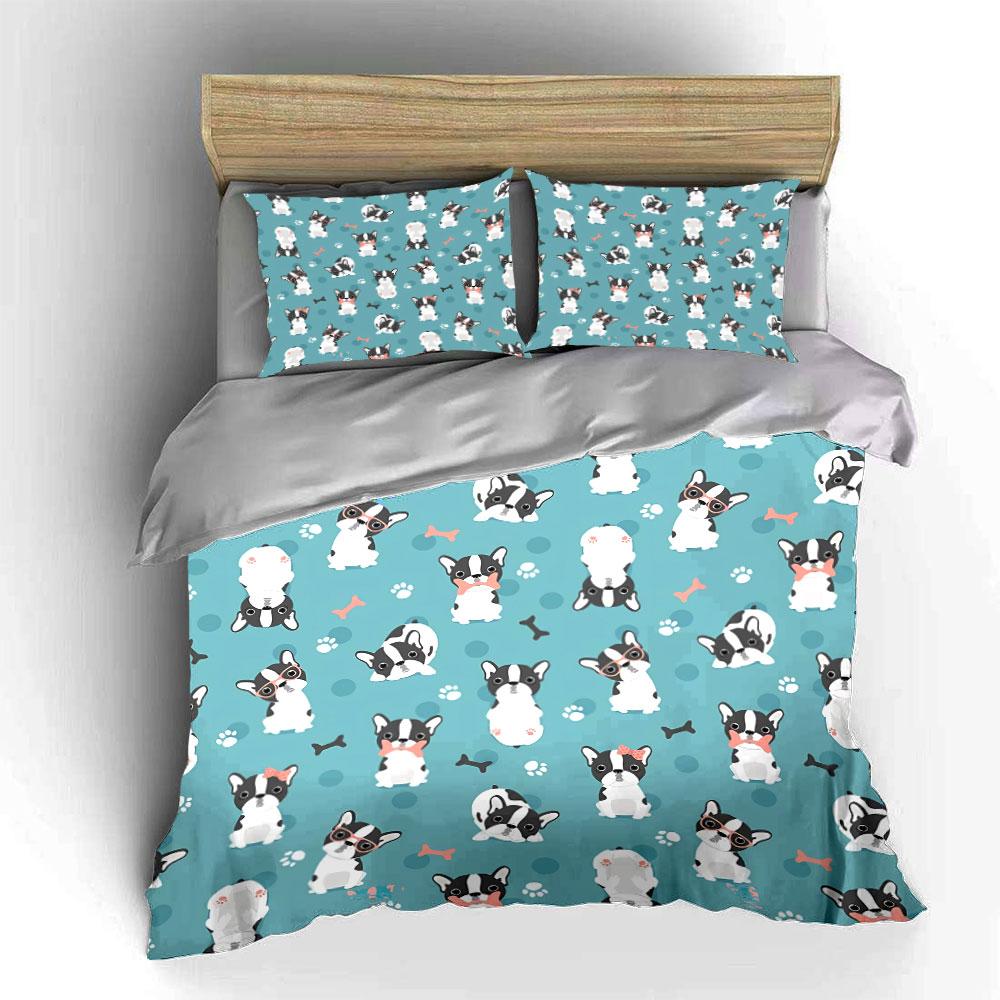 French Bulldog Pattern Print Bedding Duvet Cover Set Duvet Cover Pillowcases (1*Duvet Cover 2*Pillowcases, without duvet insert)