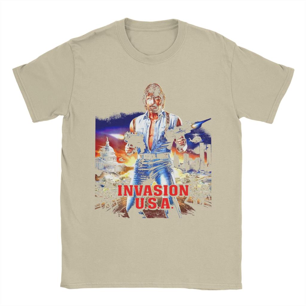 Men T Shirt Invasion USA Active T Shirts Hip Hop Summer Tees Y2K Funny Cotton Clothing Plus Size 6XL