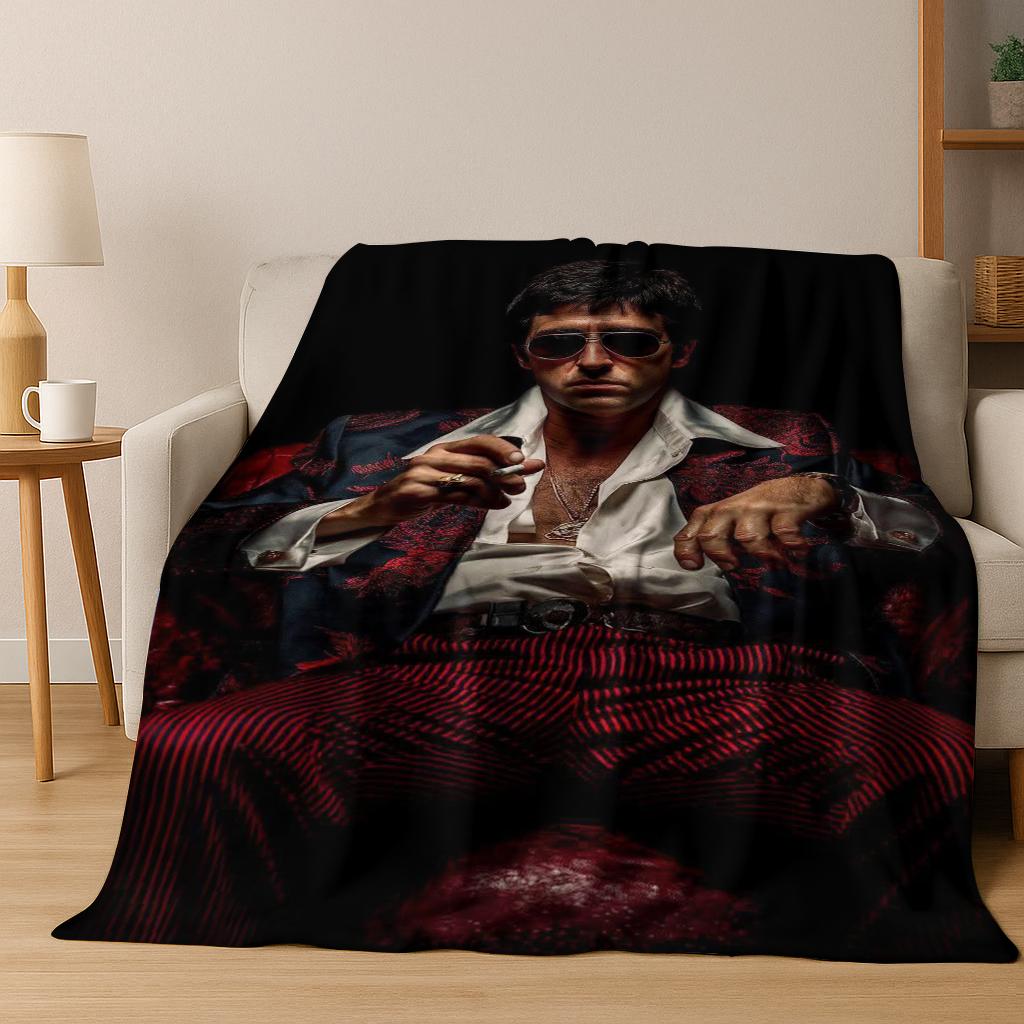 Classic Scarface Tony Montana Movie Art Flannel Blanket,Cozy Soft Throw Blanket for Home Bedroom Bed Sofa Picnic Cover Gift