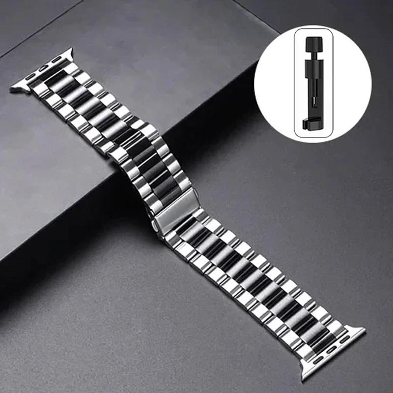 Stainless Steel Strap For Apple Watch Ultra 2 49mm 45mm 41mm 40mm 44mm 46mm Watch Strap Metal Bracelet For iWatch 10 9 8 7 6 5 4