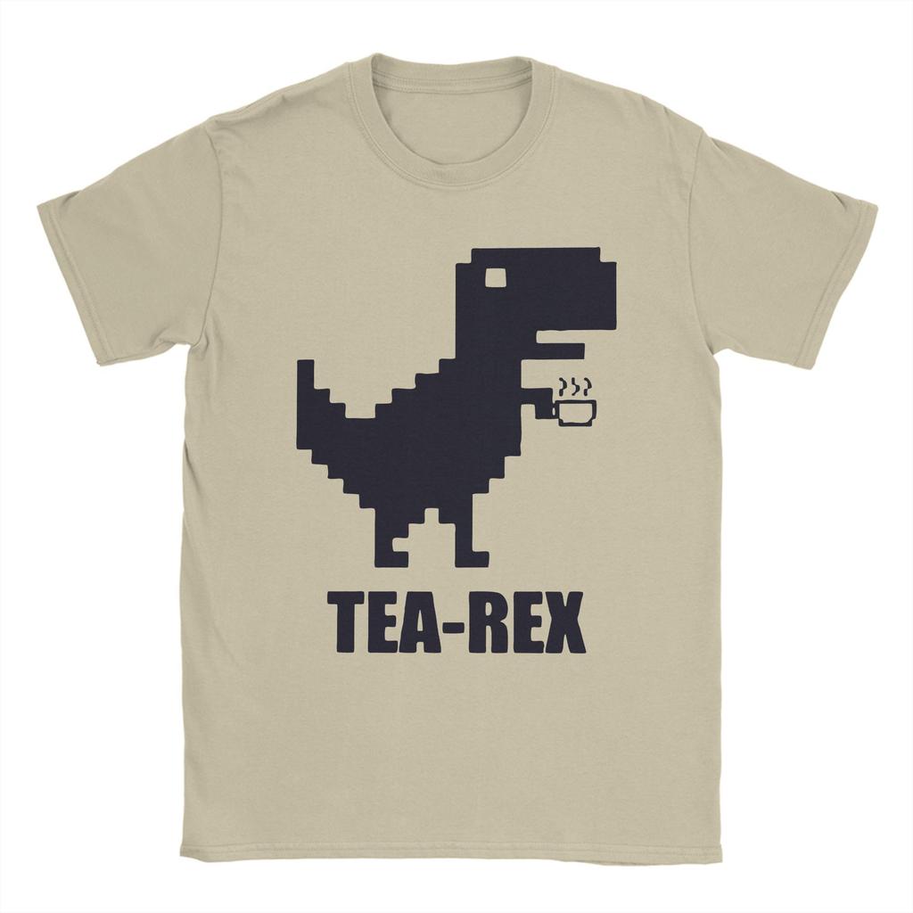 Men's T-Shirt Tea-Rex T-Rex Dinosaur Teacup Funny 100% Cotton Tee Shirt Short Sleeve Cartoon Cute T Shirts Merchandise Gift Idea
