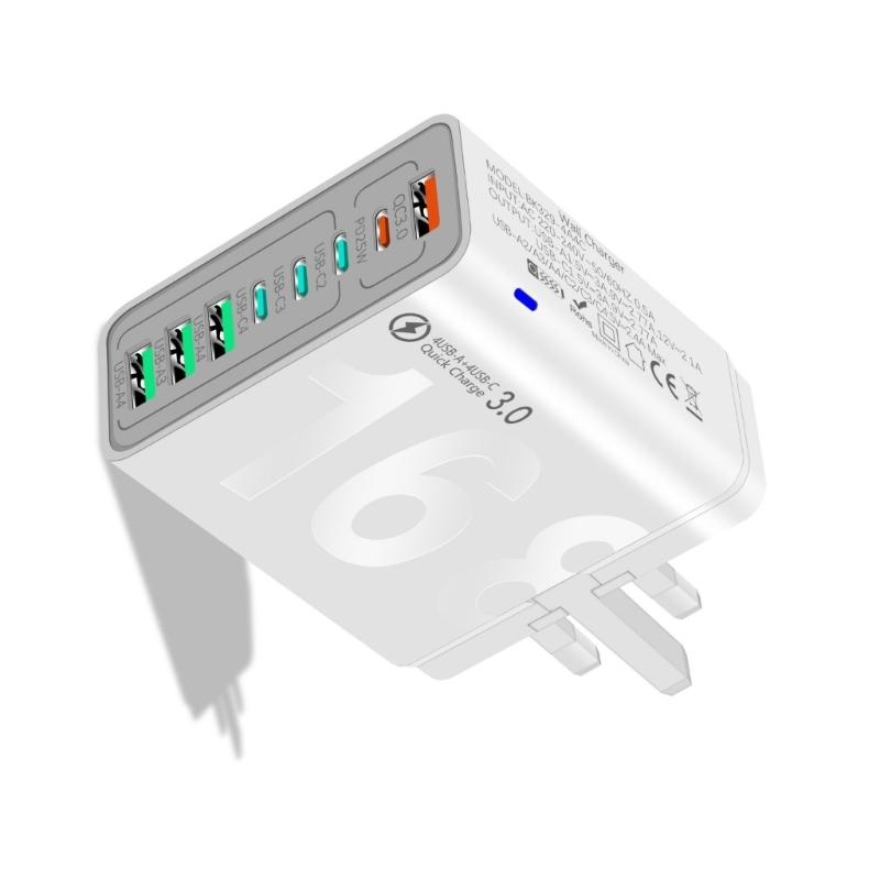 150 Вт Многопортовый USB-адаптер для зарядки Быстрая зарядка Настенный адаптер Type C USB Дорожный адаптер для зарядки для мобильного телефона