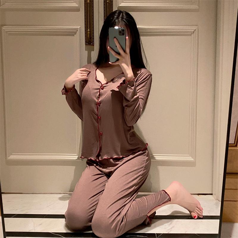 Женская пижама Taro Purple Modal Cotton во французском стиле с длинными рукавами и подкладками для груди — идеальный вариант для весны и осени.