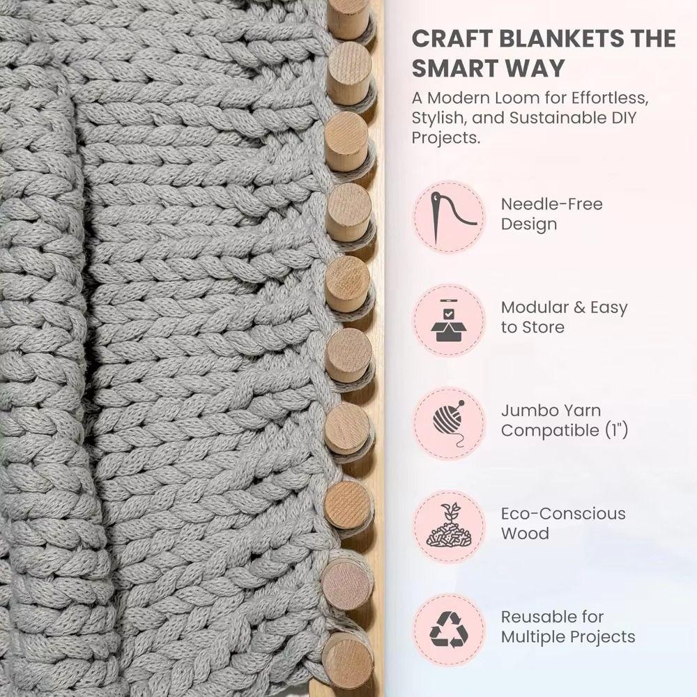 Adjustable Size Chunky Blankets Loom Portable Modular Design Hand Knitting Board Detachable Beginner Friendly Hand Weaving Kit