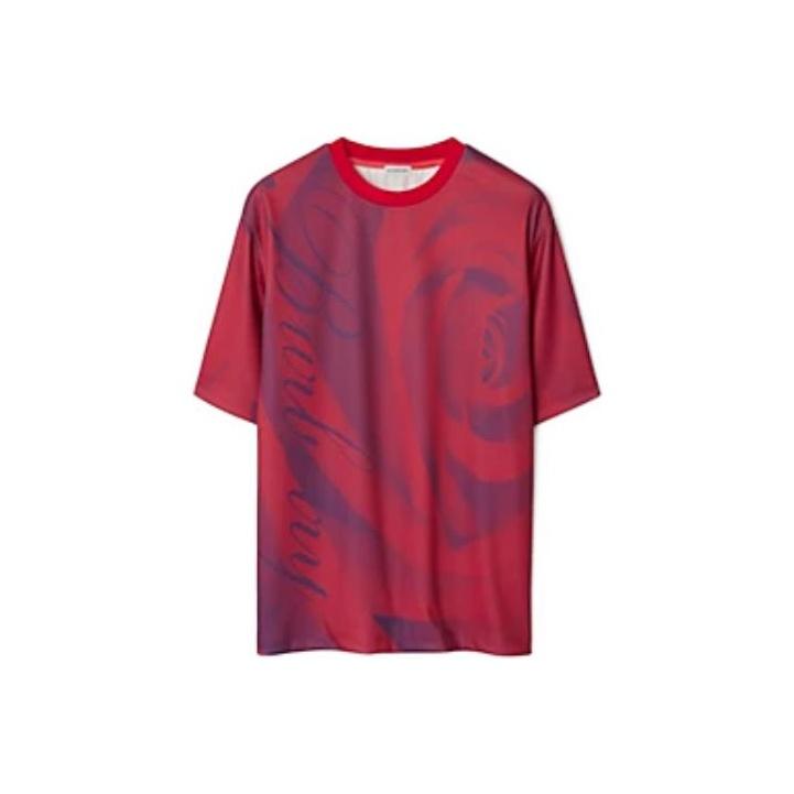 Burberry Rose Printed Short Sleeved Crewneck T Shirt 80776551
