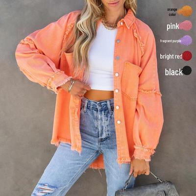 Женская повседневная джинсовая куртка с бахромой 2025 - европейский и американский стиль