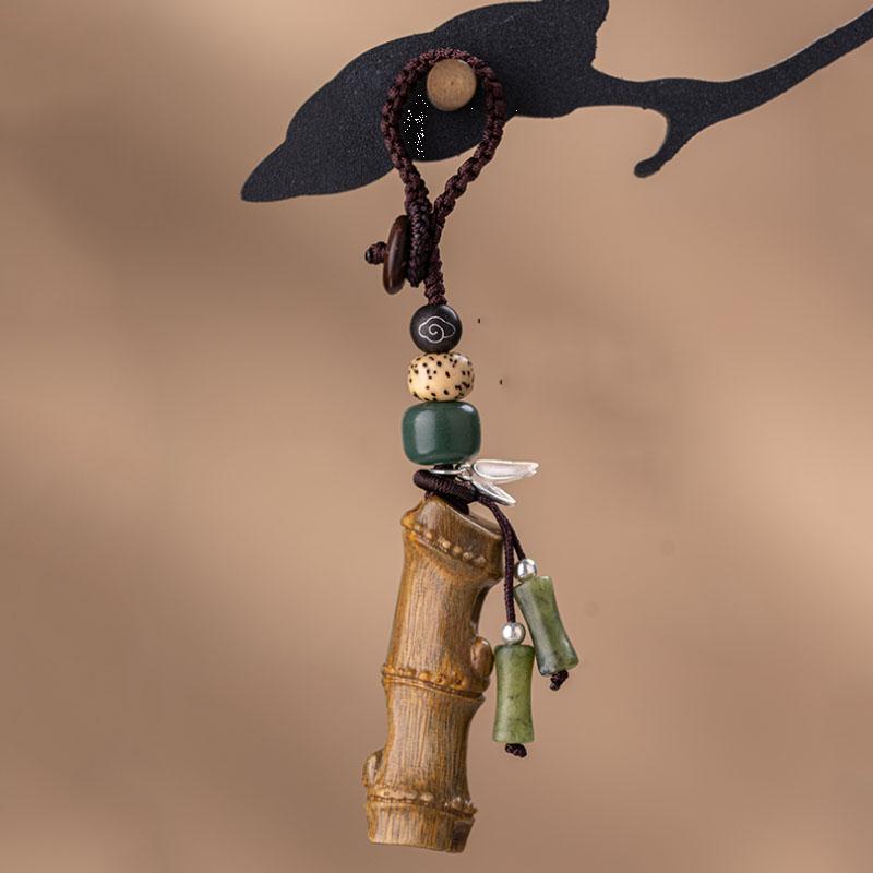 Восходящий с сандалом и бамбуковым узлом, подвеска-ключ, брелок для машины в ретро китайском стиле, женская парная подвеска