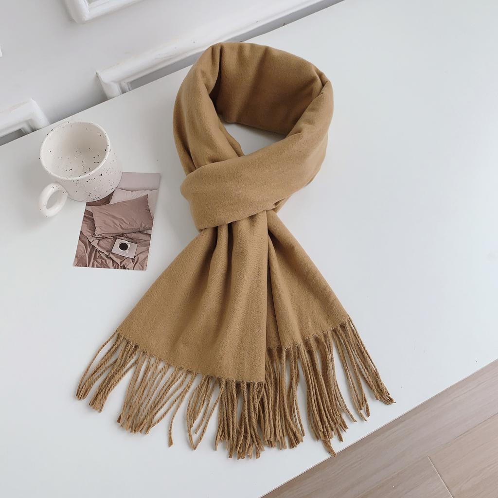 34 цвета, зима 2024, новый высококачественный искусственный кашемировый кисточкой однотонный шарф для женщин, универсальный темпераментный платок-шарф