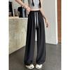 Женские рубчатые брюки с широкими штанинами, эластичные на кулиске, с высокой талией, палаццо