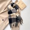 Double Sided Cashmere Shawl Tassel Scarf Windproof Wrapped Scarves Winter Women's Plaid Long Knitted Scarf Hijab Stole