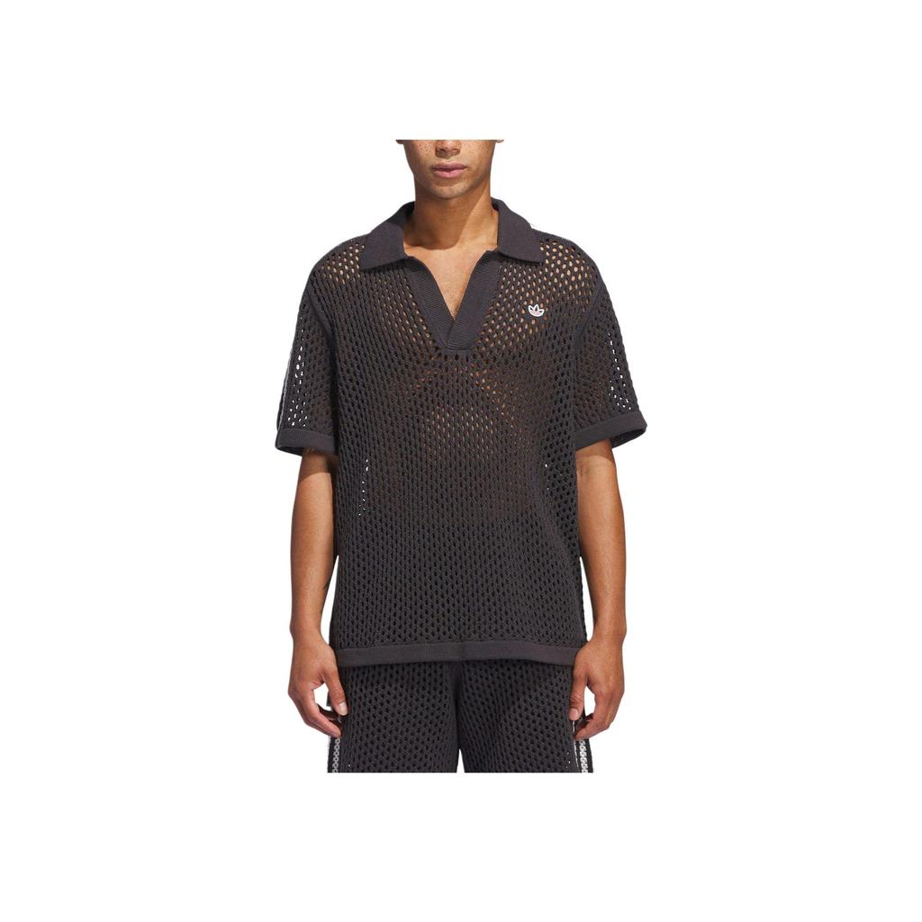 Adidas Рубашка поло крючком X Edison Chen, угольная, унисекс, уличная одежда JE9593