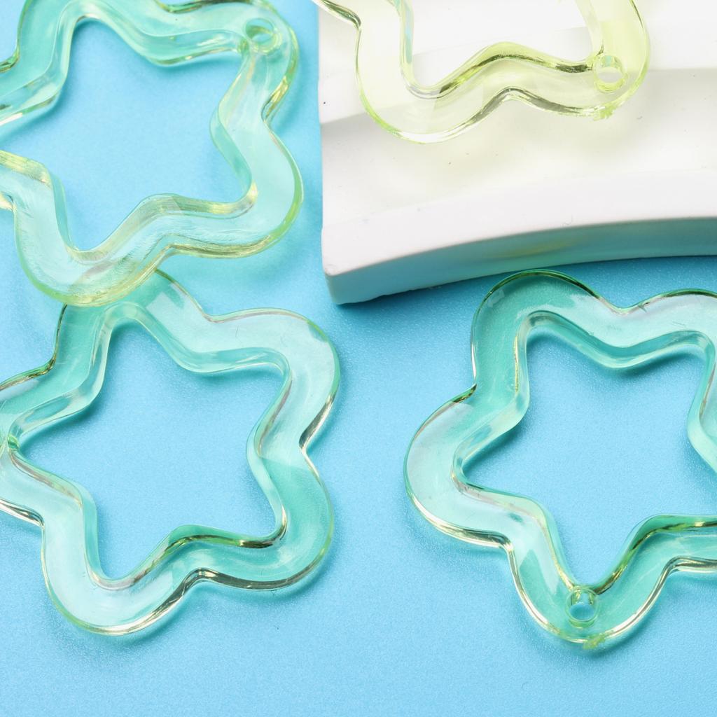 Material Creative Handmade Acrylic for Bracelet Earring Making 30mm Star Loose Beads 10Pcs Pentagonal Pendant Transparent Charms Fashion  Accessories