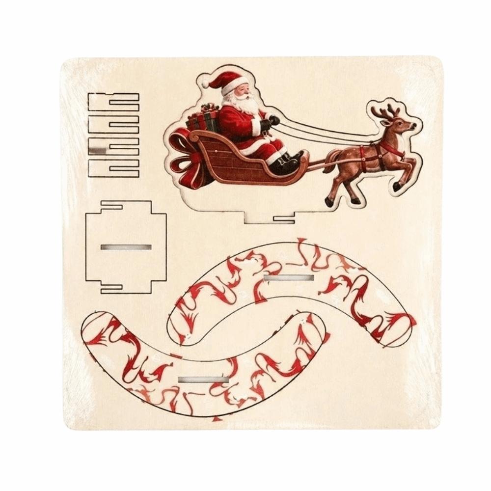 DIY Handmade Christmas Desktop Decor Wooden Santa Claus Ornaments Holiday Table Decor