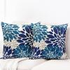 Set Of 2 Pillow Covers 18X18Inch Linen Square Throw Pillow Case,Farmhouse Modern Floral Flower Pillow Covers For Couch Sofa