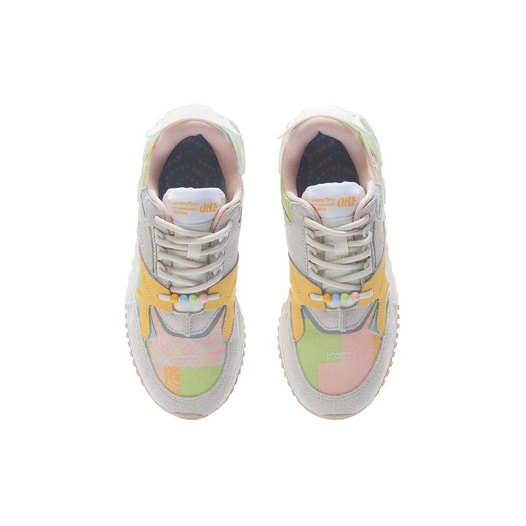 Кроссовки Li Ning 001 Craft светоотражающие, амортизирующие, нескользящие, износостойкие, легкие, дышащие, с низким верхом, женские, белые, желтые AGCR122-6