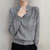 Women's Autumn Lapel Pocket Wool Cardigan – Long Sleeve Solid Color Knit Outerwear