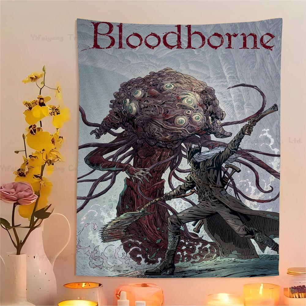 Классическая игра Bloodborne Цветной Гобелен Настенное Полотно Хиппи Цветок Настенные Ковры Декор Комнаты Общежития Настенное Искусство Декор