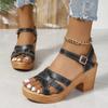 Fashion White Chunky Heeled Sandals Women Summer 2025 Braid Cross Band Gladiator Sandals Woman Ankle Strap Casual Platform Sandles Mujer